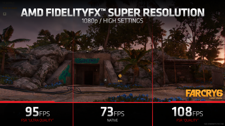 AMD 피델리티FX 슈퍼 해상도로 프레임과 화질을 모두 잡을 수 있다.